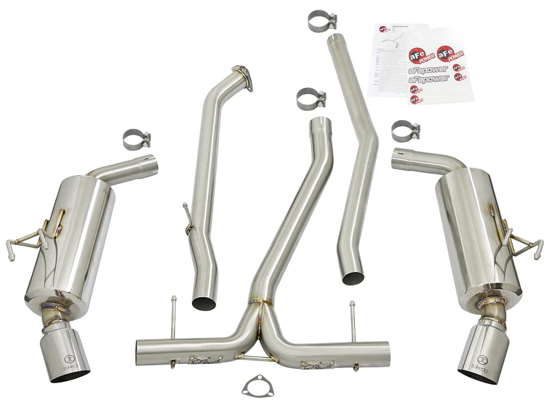 aFe POWER Takeda 16-17 Honda Civic I4-1.5L (t) 2.25-2.5in 304 SS CB Dual-Exit Auspuff Polierter Endschalldämpfer