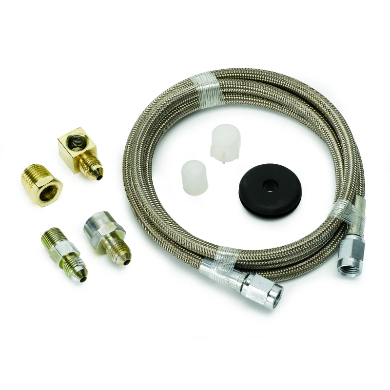 Autometer Braided Stainless Steel Line #3 Dia. 4ft Length -3AN and 1/8in NPTF Fittings