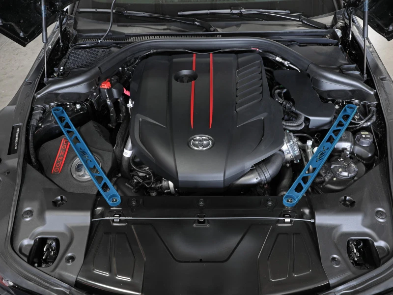 aFe CONTROL 304 Edelstahl Front Federbein-Strebe Blau - Toyota GR Supra (A90) 20-21