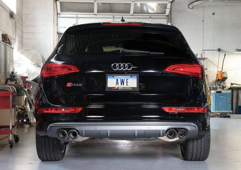 AWE Tuning Audi 8R SQ5 Touring Edition Auspuff - Quad Outlet Diamant Schwarz Spitzen