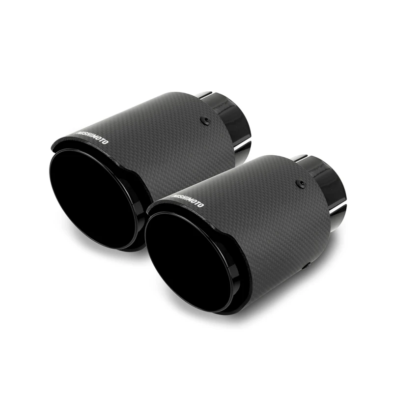 Mishimoto 2x Carbon-Faser-Schalldämpfer-Tipp 2,5 Zoll Einlass 3,5 Zoll Auslass Schwarz