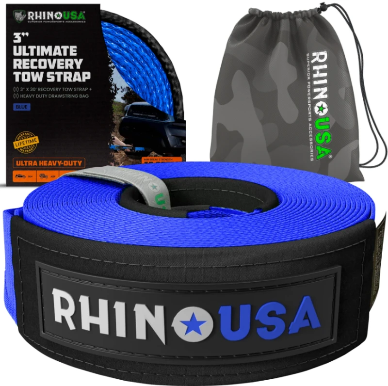 Rhino USA Recovery Tow Strap 3In x 30Ft (Blau)