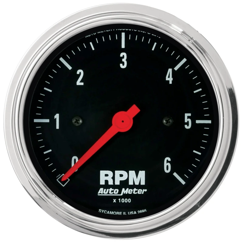 Autometer Traditionelles Chrom 3-3/8in 6K RPM In-Dash Mechanisches Tachometer