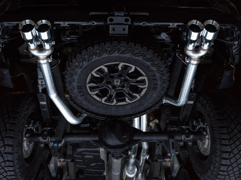AWE Tuning 22-23 GMC Sierra 1500 AT4X 6.2L 0FG Katbackschalldämpfer Split Dual (Flacher Stoßfänger) - Chrom-Silber-Tipps