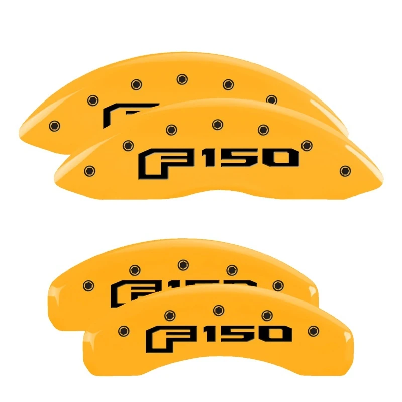 MGP 4 Bremssattel-Abdeckungen Graviert Vorne & Hinten Oval-Logo/Ford Gelb Finish Schwarz Char 2014 Ford F-150