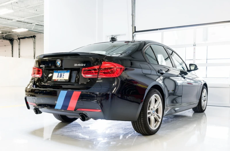 AWE Tuning BMW F3X 340i Touring Edition Axle-Back Auspuff - Diamant-Schwarz Spitzen (90mm)