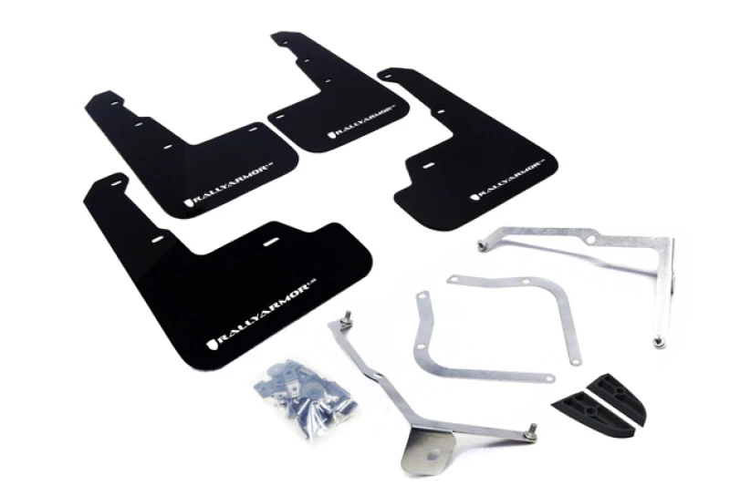 Rally Armor Schwarzes UR-Schmutzfänger mit weißem Logo für 15-21 Subaru WRX/STI