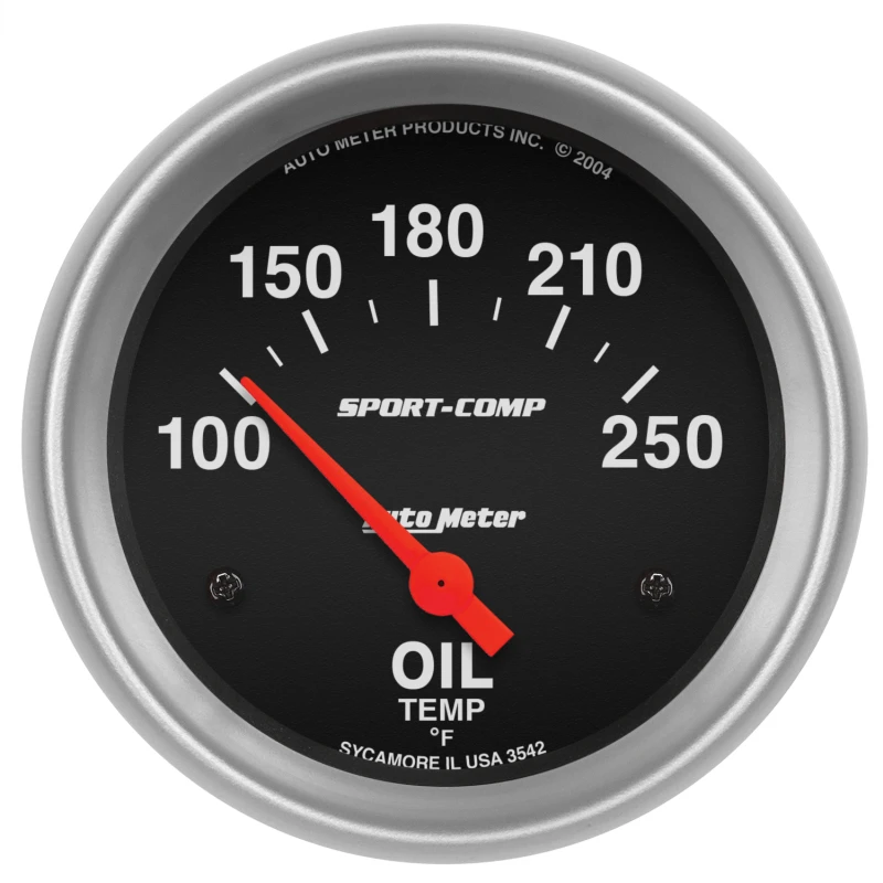 AutoMeter Öltemperaturanzeige 2-5/8 Zoll 100-250 Grad F Elektrisch Sport-Comp