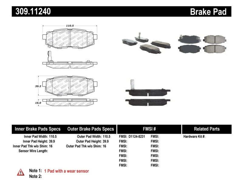 StopTech Performance Rear Brake Pads for 06-10 Subaru Legacy Sedan/Outback/13 BRZ / 13 Scion FR-S