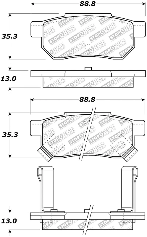 StopTech 90-01 Acura Integra Street Select Brake Pads - Rear