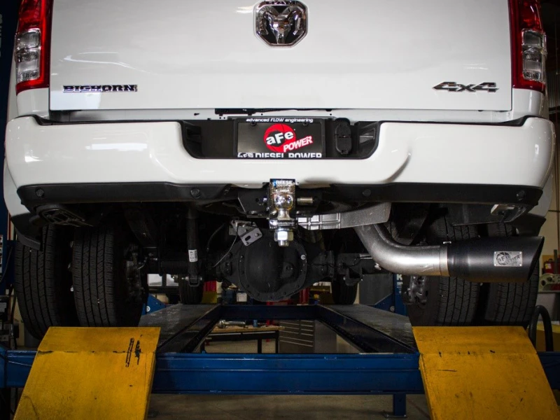 aFe ATLAS 5 Zoll DPF-Back Alum Stahl Auspuff-System mit polierter Spitze 19-20 Ram Diesel Trucks L6-6.7L (td)