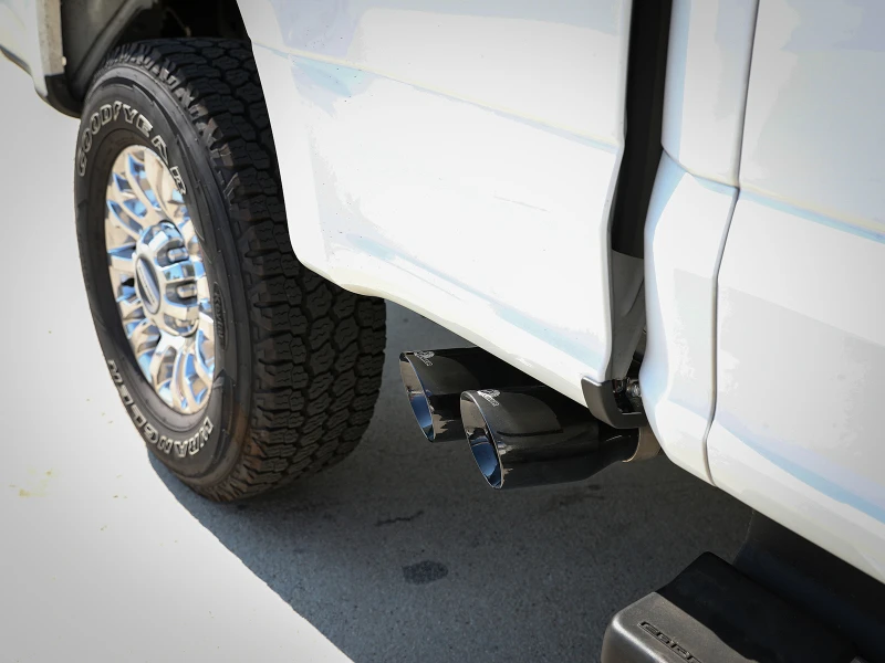 aFe Rebel Series 3in 409 SS Kat-Back Auspuffanlage mit schwarzen Endrohren 17-20 Ford F-250/F350 V8 6.2L/7.3L