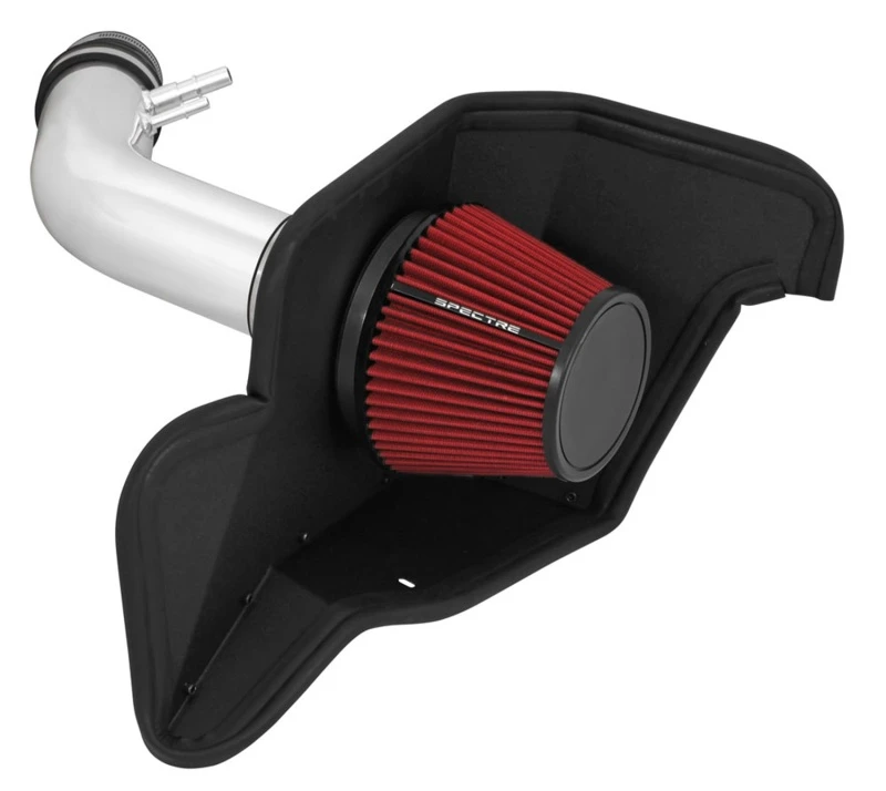Spectre 15-16 Ford Mustang V6-3.7L F/I Luftansaugkit - Poliert mit rotem Filter