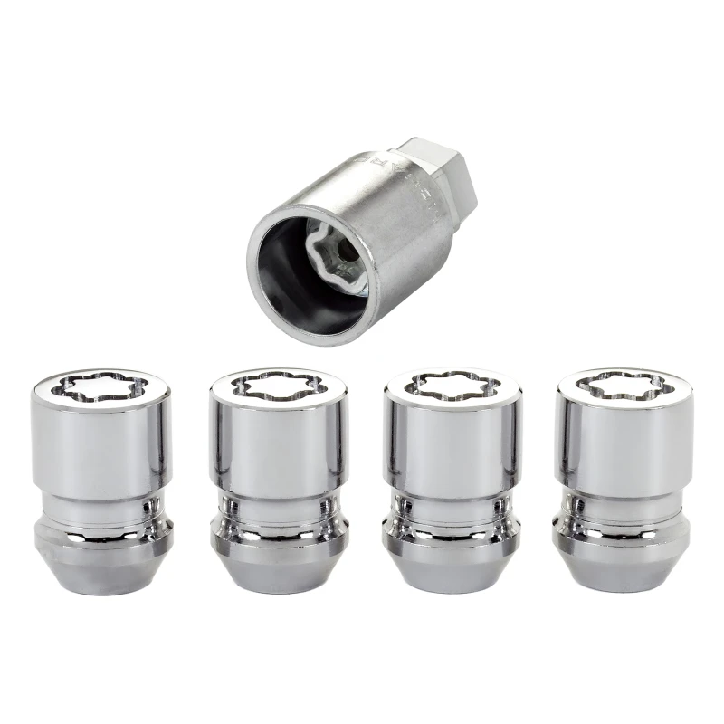 McGard Radverschluss-Muttersatz - 4er-Pack (Kegel-Sitz) 1/2-20 / 3/4 & 13/16 Dual Hex / 1,28 Zoll Länge - Chrom