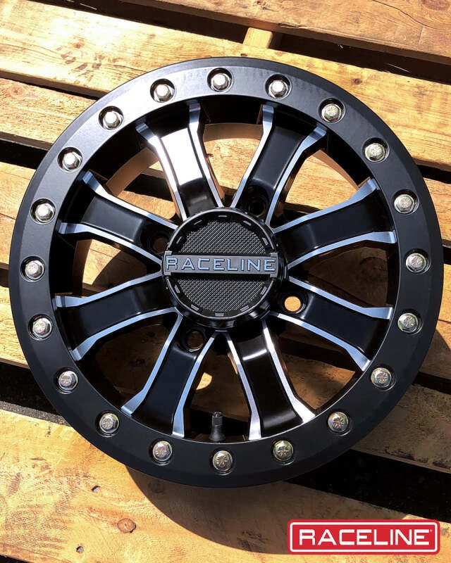 Raceline A71MB Mamba 14x6in/4x137 BP/40mm Offset/110.18mm Bore - Black & Machined Beadlock Wheel