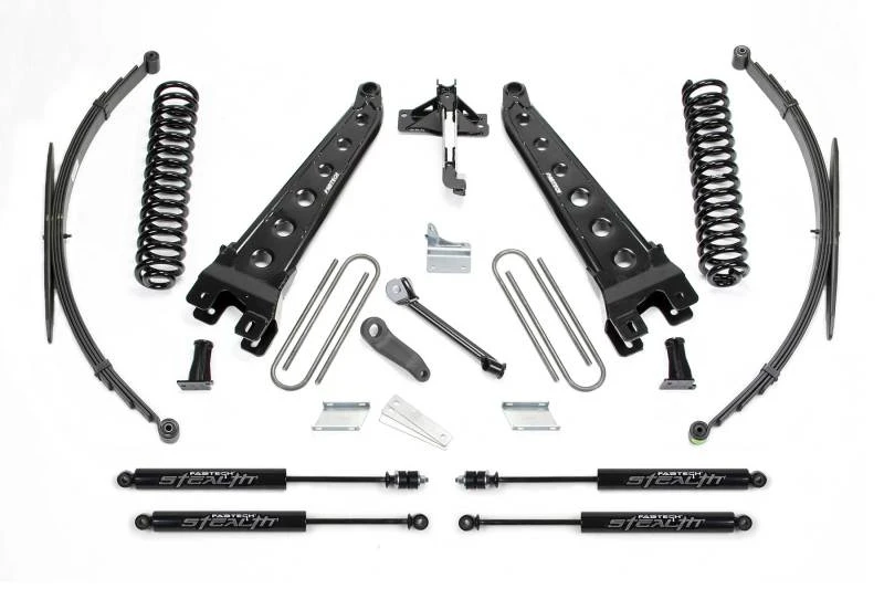 Fabtech 08-16 Ford F250/350 4WD 8 Zoll Rad-Arm-System mit Spulen und hinteren Blattfedern und Stealth