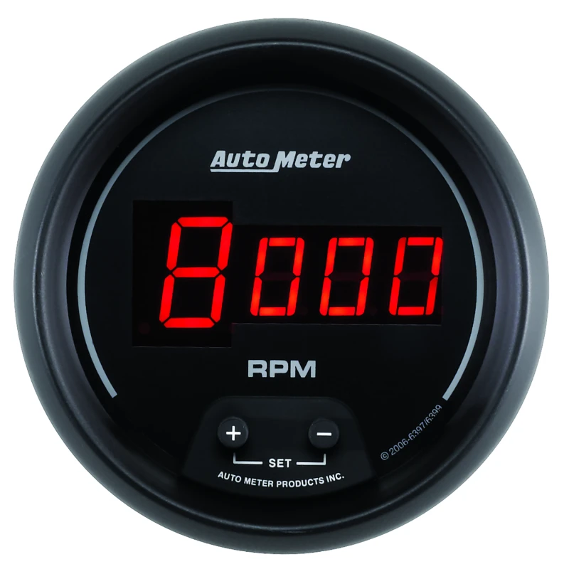 AutoMeter Gauge Tach 3-3/8in. 10K RPM In-Dash Digital Black Dial W/ Red Led