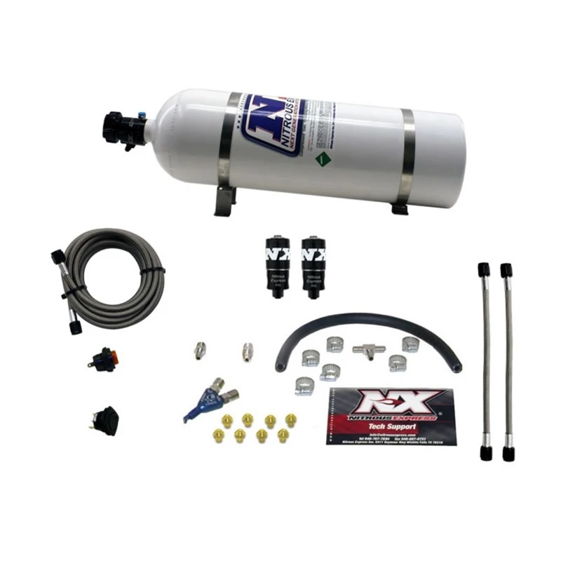 Nitrous Express Hitman EFI Single Nozzle Piranha Nitrous Kit (35-75PS) mit 15lb Flasche