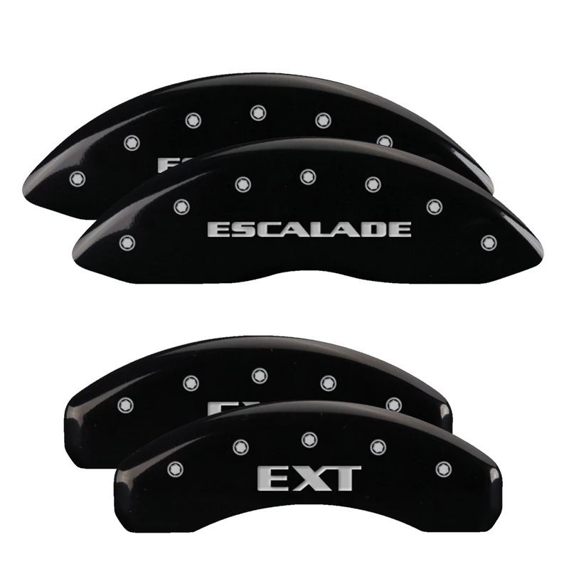 MGP 4 Bremse Caliper Abdeckungen Graviert Vorne Escalade Graviert Hinten EXT Schwarz Finish Silber