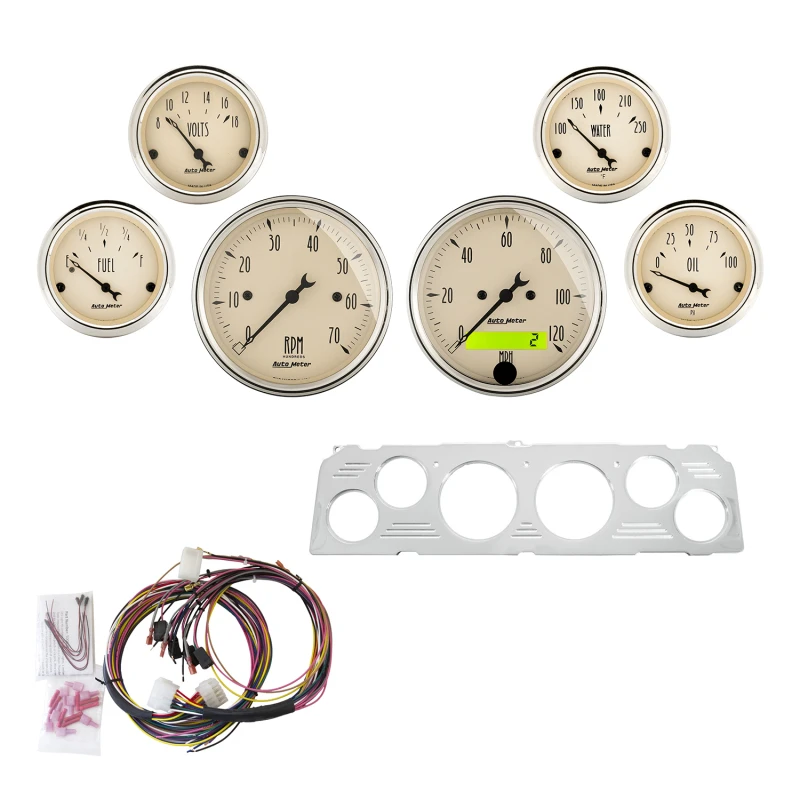 Autometer 6 Anzeigen Direkt-Passendes Dash-Kit 64-66 Chevy - Antikes Beige