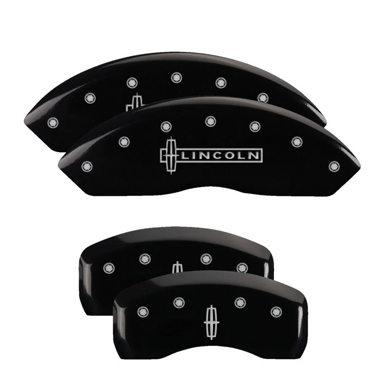 MGP 4 Bremssattel-Abdeckungen Graviert vorne Lincoln Graviert hinten Stern-Logo Schwarz Finish Silber ch