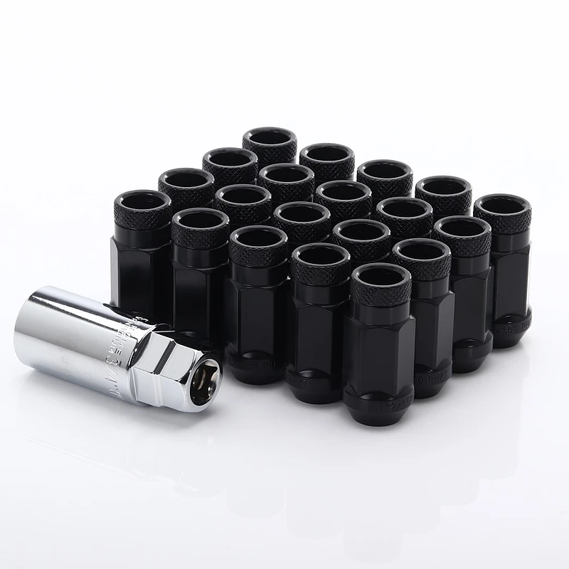 JR Stahl Radmuttern Lug Nuts für Subaru Nissan Suzuki Mazda M12x1.25 Schwarz offen