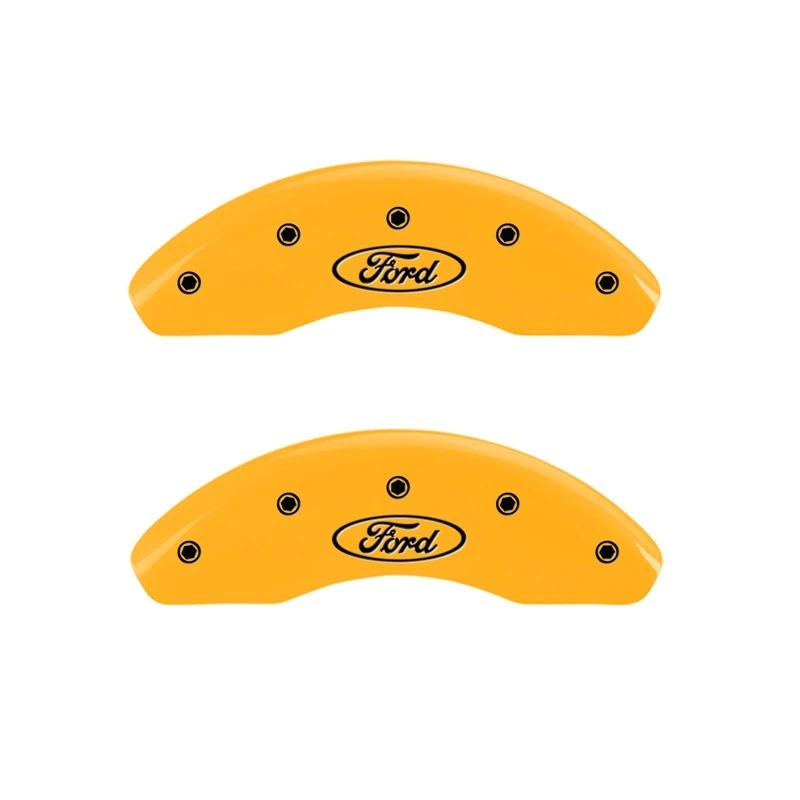 MGP Vordere Set 2 Bremse Caliper-Abdeckungen Graviert Vorne Oval-Logo/Ford Gelb Finish Schwarz