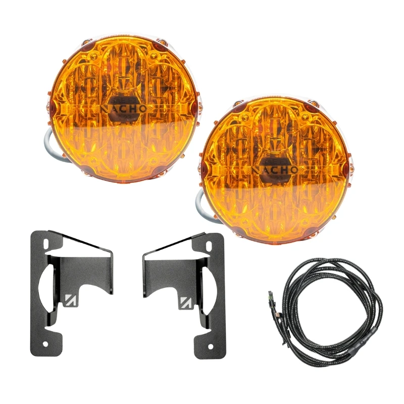 Nacho Lighting Jeep JL/JT Nacho SAE Only Amber Plug N Play Fog Light Kit (Bumper Kit)
