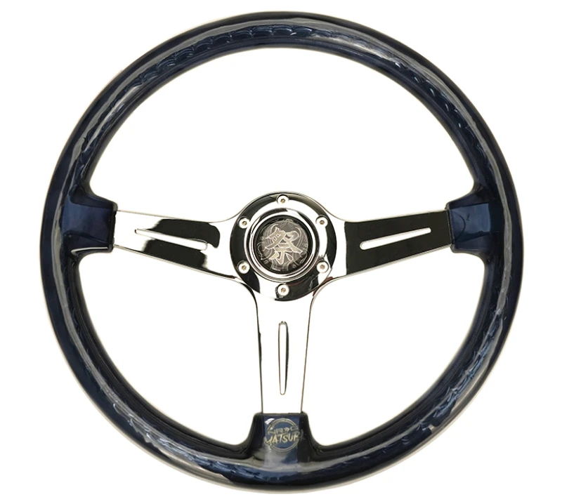 NRG Reinforced Steering Wheel (350mm / 2in. Deep) Matsuri Clear Acrylic w/ NeoChrome Spoke