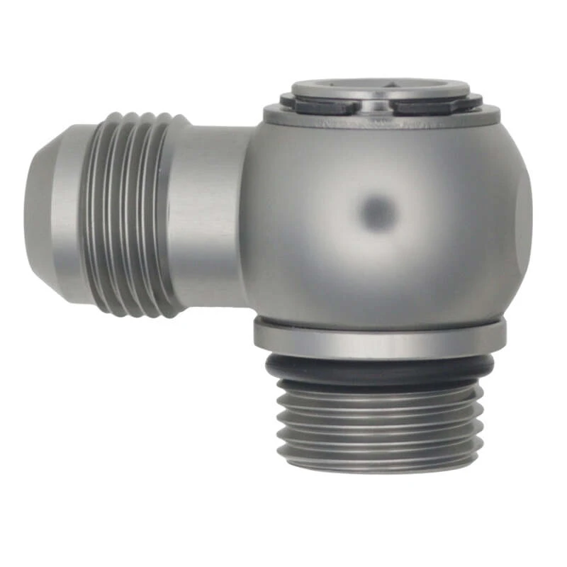 DeatschWerks 10AN ORB-Männlich auf 10AN-Männlich Flare Low Profile 90-Grad-Schwenk - eloxiertes DW-Titan