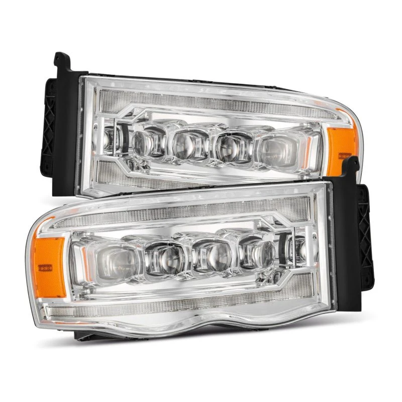 AlphaRex 02-05 Dodge Ram 1500 NOVA LED-Projektor-Scheinwerfer Plank Style Chrome mit aktivem Licht/Seq-Signal