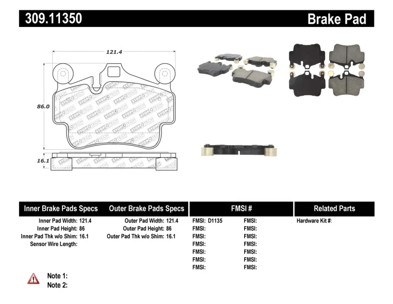 stoptech_309.11350-6794f8af4bf08 StopTech Performance 09-10 Porsche Boxster / 08-10 Boxster S/Cayman / 05-08 911 Front Brake Pads