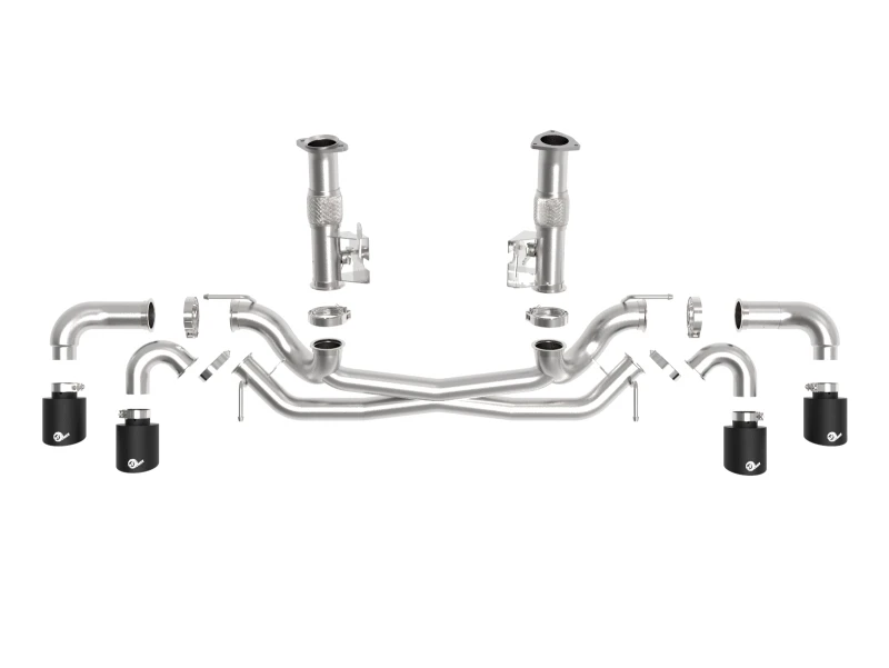 aFe MACH Force-Xp 3 Zoll auf 2-1/2 Zoll 304SS Kat-Back (ohne Schalldämpfer) 2020 Chevy Corvette (C8) 6.2L - Schwarze Spitze