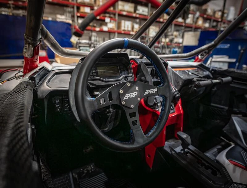 PRP Flat Leather Steering Wheel - Blue