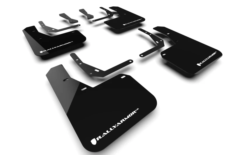 Rally Armor 2024 Hyundai Kona N Line Schwarzes UR-Schmutzfänger - Weißes Logo