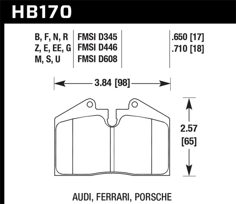 Hawk 1999 Ferrari F355 Vorderer ER-1 Bremsbelag