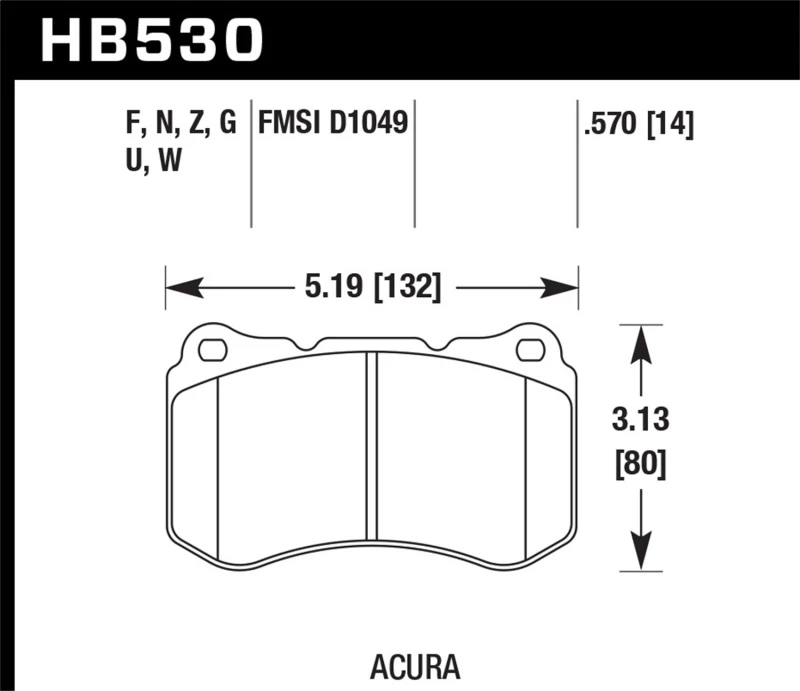 Hawk 07-08 Acura TL Type S DTC-60 Rennbremsbeläge vorne