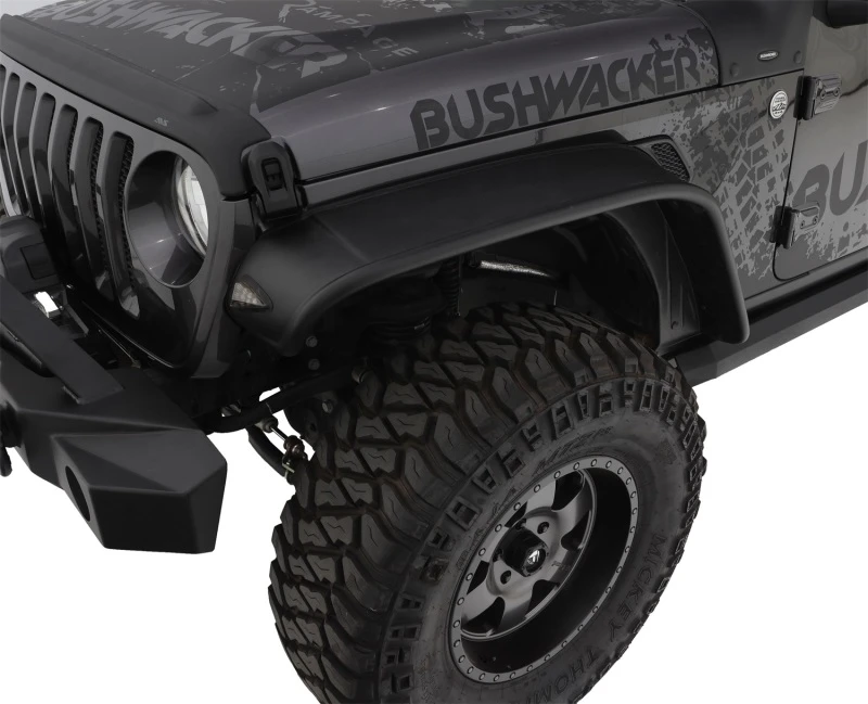 Bushwacker 18-22 Jeep Wrangler JL 2/4-Tür Front Flat Style Flares 2-teilig - Schwarz