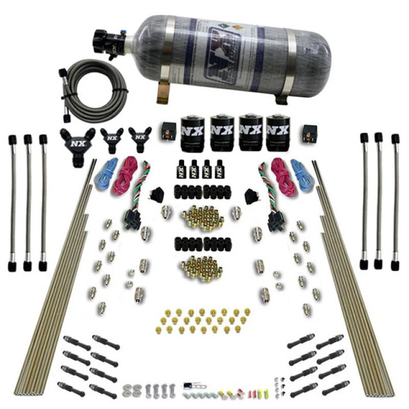 Nitrous Express 8 Cyl Dry Direct Port Dual Stage 4 Solenoids Nitrous Kit (200-600HP) w/Comp Bottle