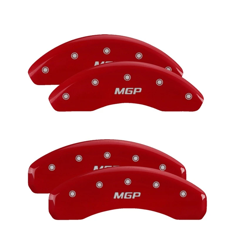 MGP 4 Bremse Caliper Abdeckungen Gravur Vorne & Hinten MGP Rot finish Silber ch