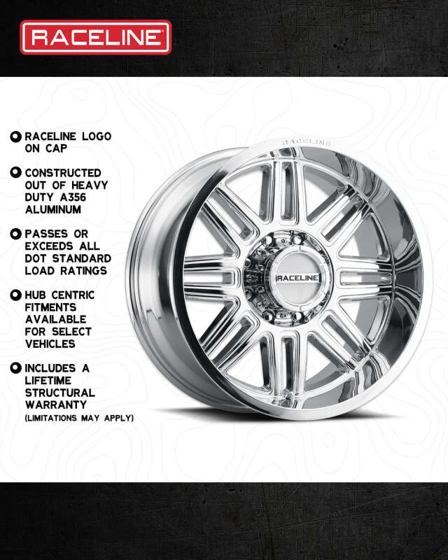 Raceline 948C Split 18x9in / 6x139.7 BP / -12mm Offset / 106.1mm Bore - Chrome Wheel