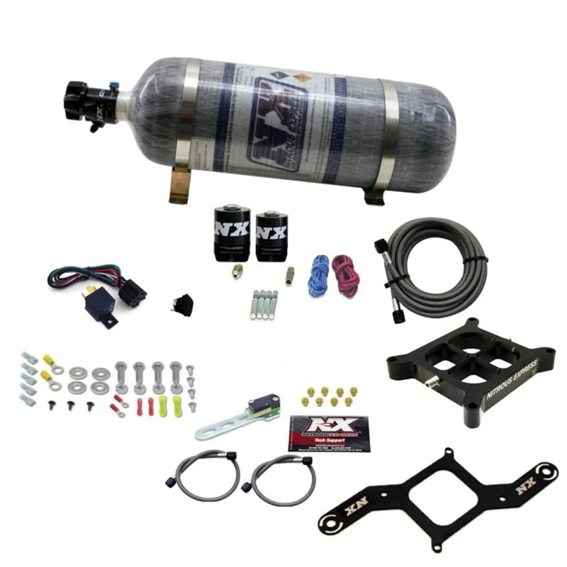 Nitrous Express 4150 Einzel-Einlass Crossbar Nitrous Platte Kit RNC (250-750PS) mit Composite Flasche