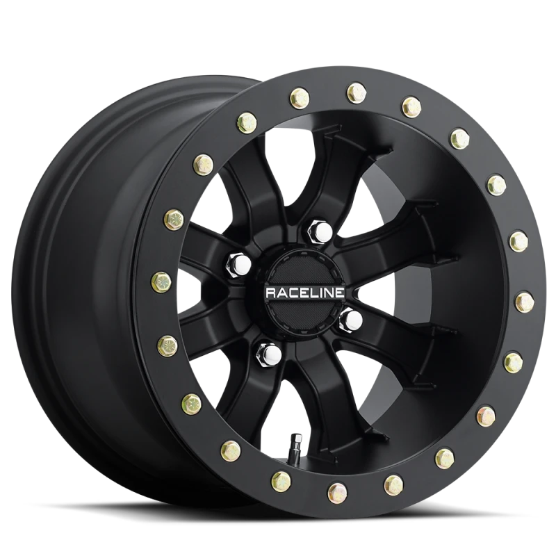 Raceline A71B Mamba 15x7in / 4x156 BP / 0mm Offset / 132.5mm Bore - Satin Black Beadlock Wheel