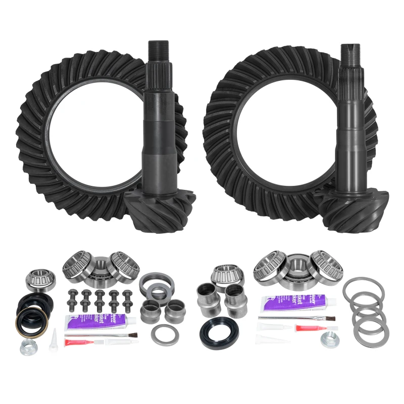Yukon Gear Ring & Pinion Gear Kit Package Front & Rear with Install Kits for Toyota 8.4/8.0 IFS 4.56 Ratio