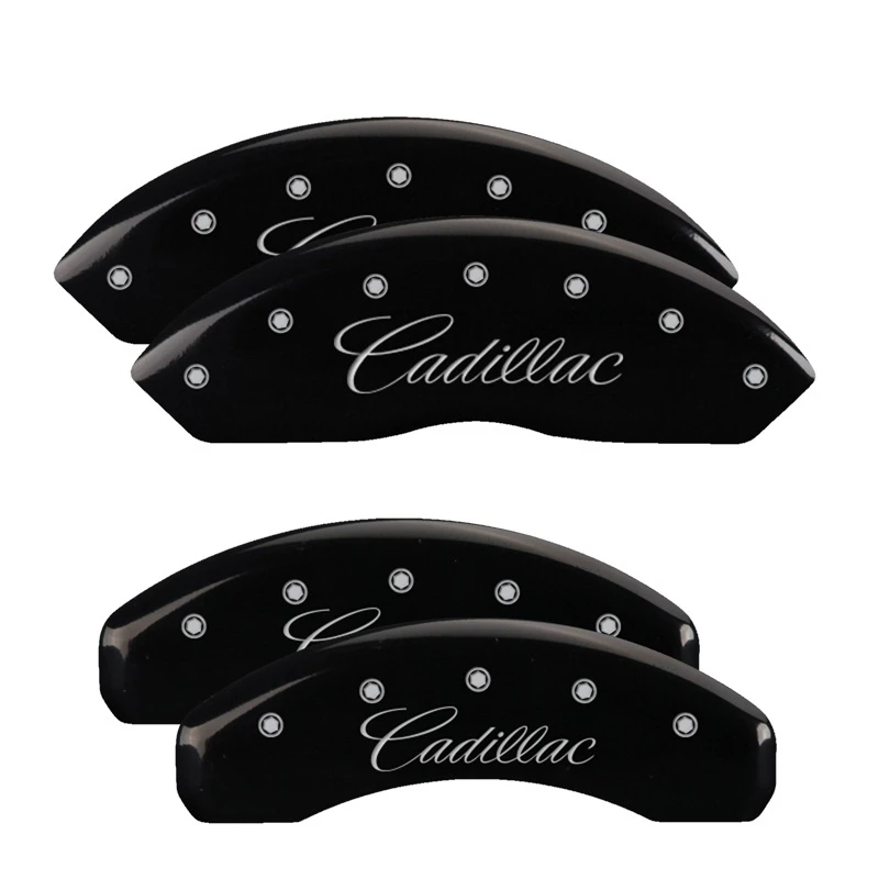 MGP 4 Bremse Caliper Abdeckungen Graviert Vorne & Hinten Kursiv/Cadillac Schwarz Finish Silber ch