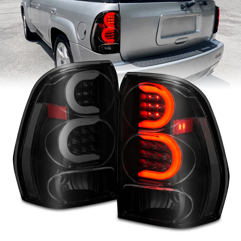 ANZO 2002-2009 Chevrolet Trailblazer LED-Rückleuchten mit Lichtleiste schwarzes Gehäuse Rauchglas