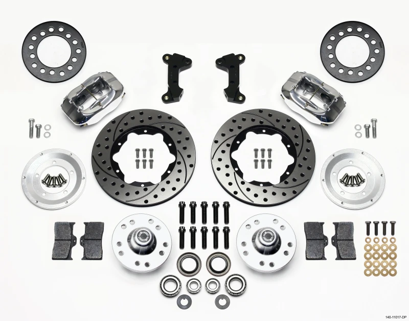 Wilwood Forged Dynalite Vorderrad-Kit 11,00 Zoll Drill-Polished 74-80 Pinto/Mustang II Disc Spindel nur