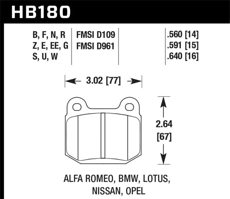Hawk 03-06 Evo / 04-09 STi / 03-07 350z Track HP+ Street Hintere Bremsbeläge
