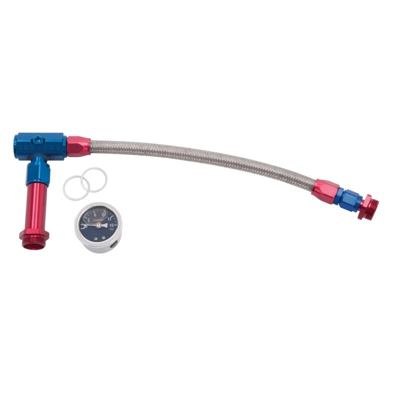 Russell Performance -6 AN auf 3/8 Zoll Female NPT ProFlex Holley 4150 Doppel-Einlass-Vergaser-Kit (Rot/Blau)