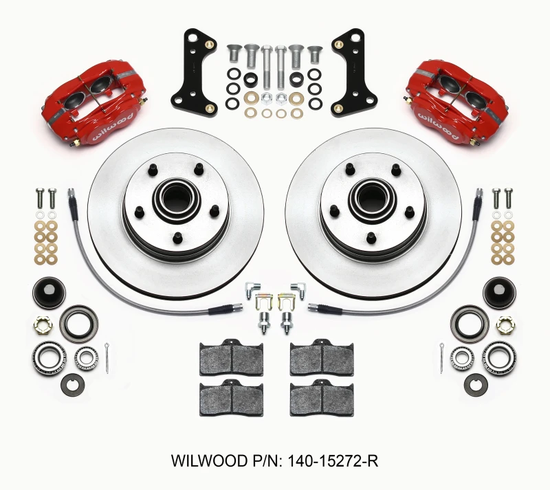 Wilwood Forged Dynalite-M Vorderrad-Bremse-Kit 11,00 Zoll 1-teiliger Rotor&Hub Rot 67-69 Camaro 64-72 Nova Chevelle